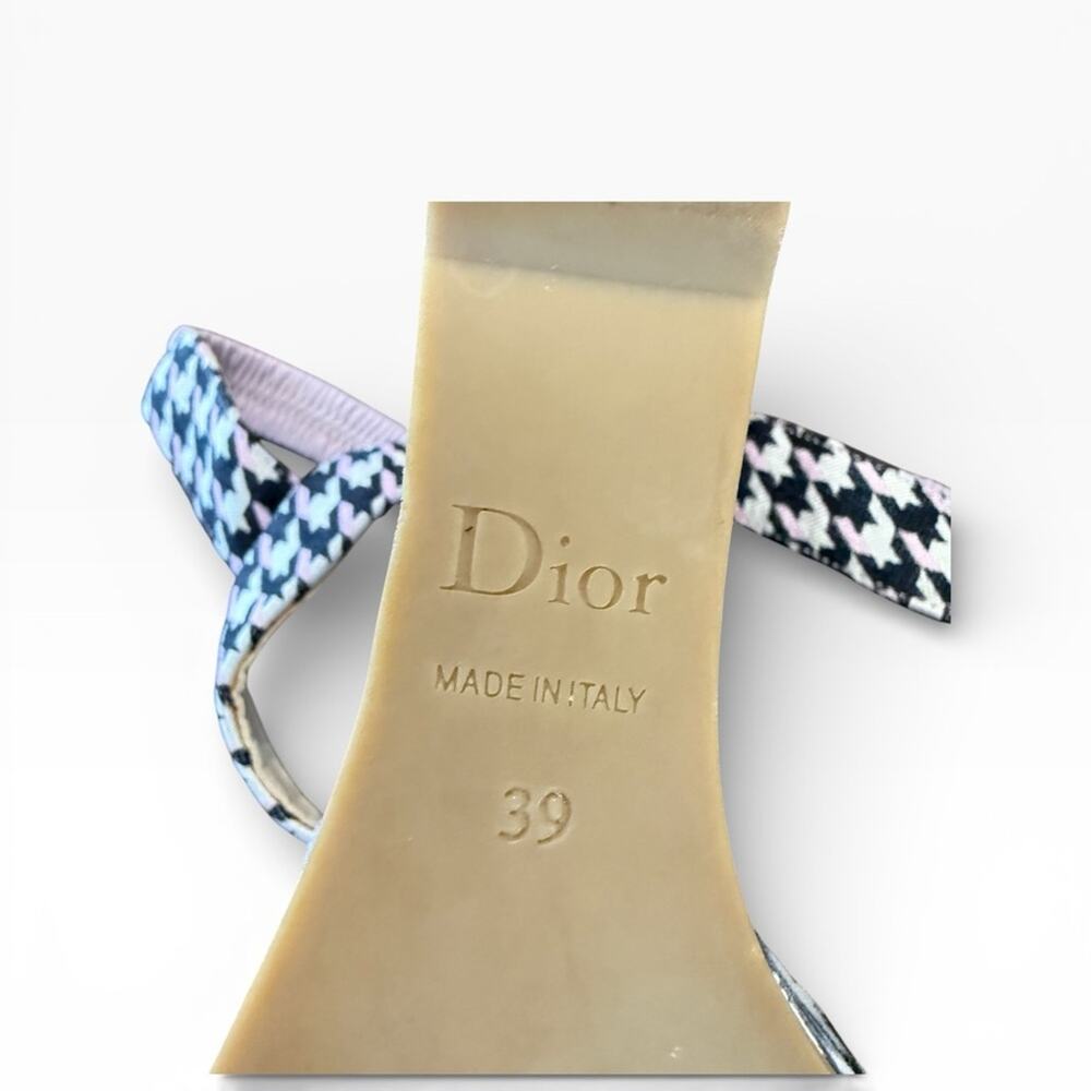 Christian Dior Volt Houndstooth Canvas Wedge Slingback Sandals EU 39 US 9 - Picture 14 of 16